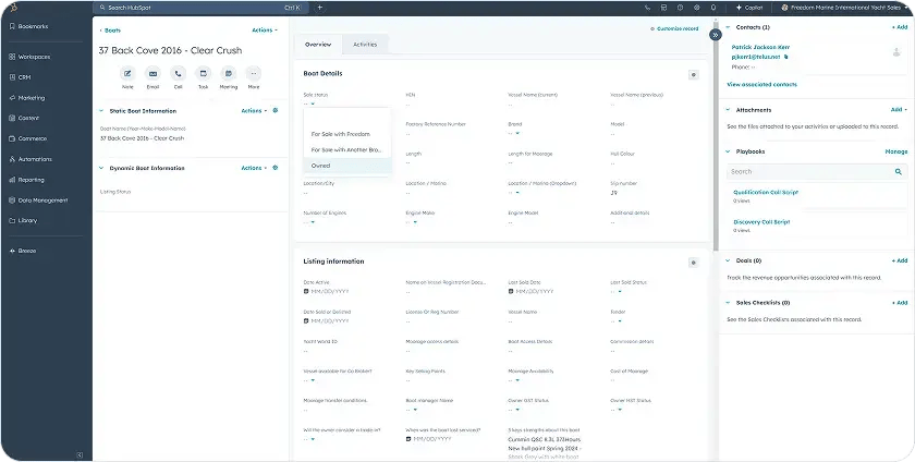 Dinamički vizuelni prikaz prilagođene HubSpot CRM kontrolne table koju je posebno kreirao No Bounds Digital