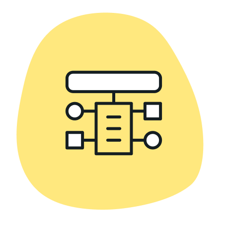 Flowchart nodes and connections, used to illustrate CRM project implementation