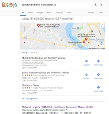 google local pack for addiction treatment