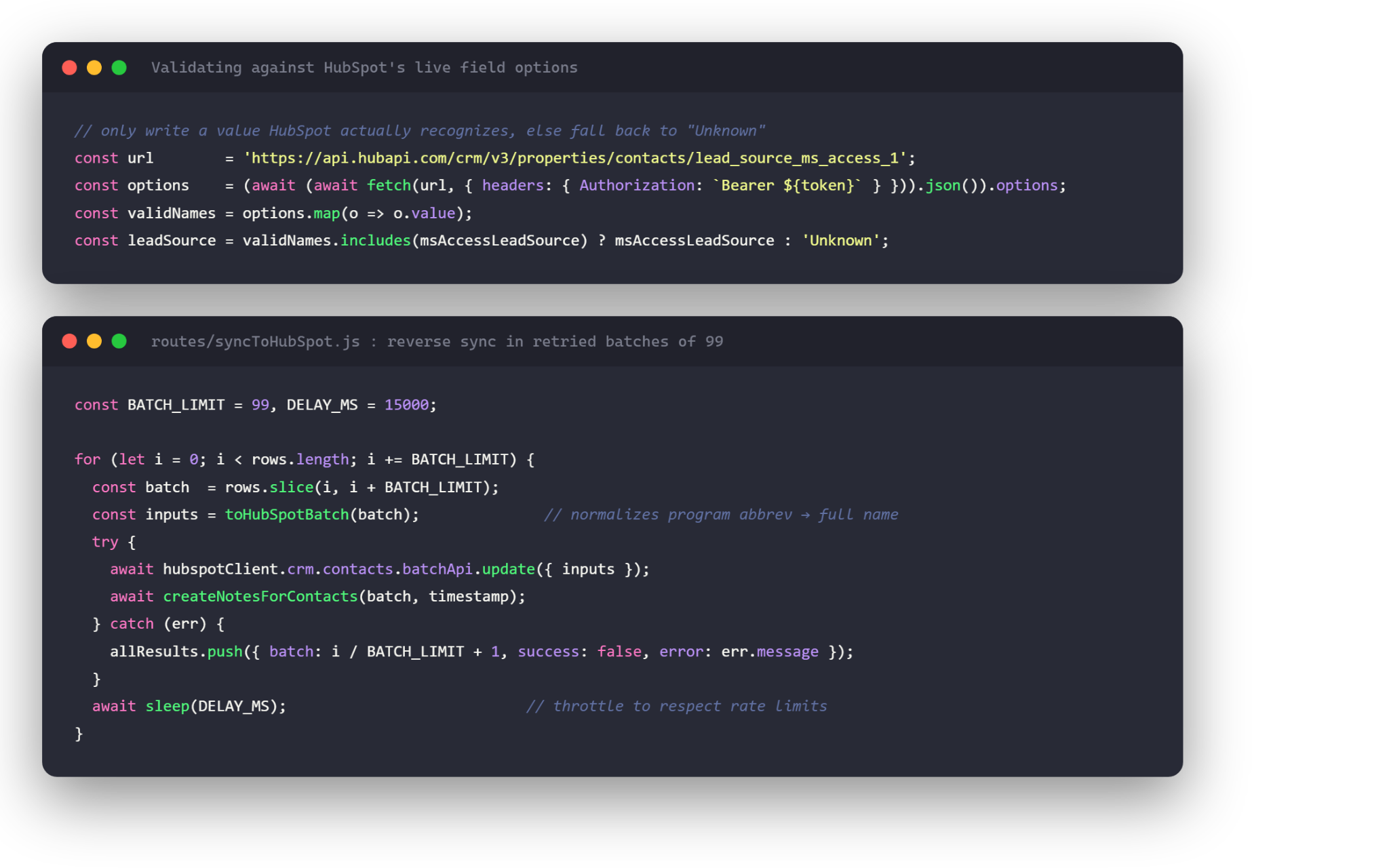 Sync in batches